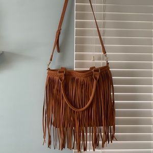 Tan Fringe Cross Body Bag